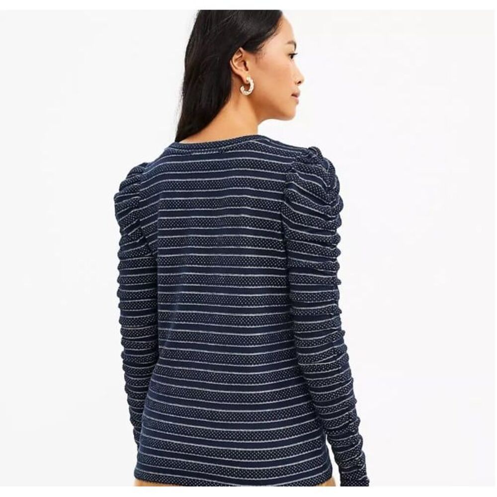 LOFT XS Cinched ruffled knit long sleeve‎ top